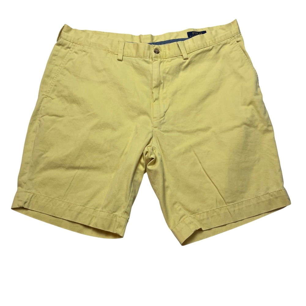Polo Ralph Lauren Shorts Mens 38 Yellow Chino Classic‎ Fit Cotton Twill Flat